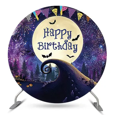 Aperturee Nightmare Halloween Moon Circle Birthday Backdrop | Custom Circle Backdrop Birthday | Circle Background For Party |...