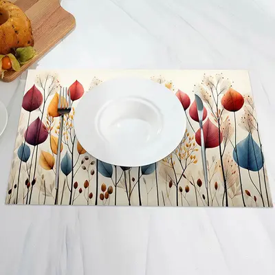 Vintage Natural Leaves Dining Set Of 4 Placemats - Aperturee
