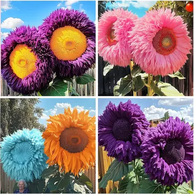 50 Pcs Giant Teddy Bear Sunflower OpenPollinated. Untreated. Non-GMO.AttractsButterflies & Bees, Heirloom Seed