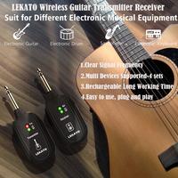 【Crazy Discounts】LEKATO Wireless Guitar System Set,Built-in Rechargeable 4 Channels, Wireless Guitar Transmitter Receiver...