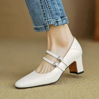 CHIKO Sabrina Round Toe Block Heels Mary Jane Shoes