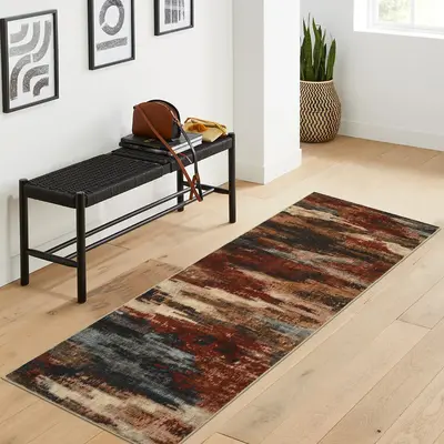 Garvee Runner Rug 2x6 Machine Washable Rug with Non Slip TPR Backing, Low Pile Abstract Kitchen Rug, Modern Pearl Velvet Soft...