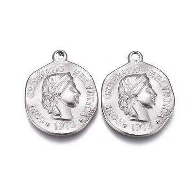 Tarnish Resistant 304 Stainless Steel Coin Charms