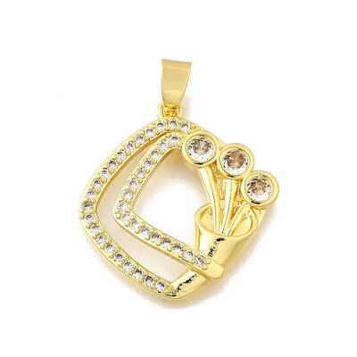 Brass Micro Pave Cubic Zirconia Pendants
