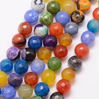 Natural Fire Crackle Agate Bead Strands