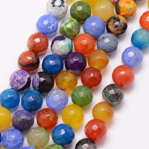 Natural Fire Crackle Agate Bead Strands