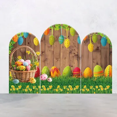 Colorful Eggs Floral Grass Easter Arch Backdrop Kit - Aperturee