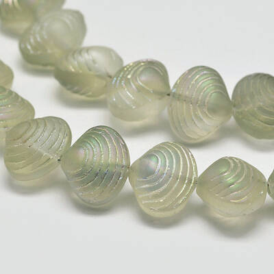 Frosted Electroplate Glass Shell Beads Strands