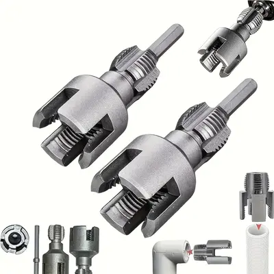 2pcs 1/2 inch 3/4 inch PVC Thread Cutting Tool Inner & Outer Pipe Threading Tools Dual Function Electric Drill Compatible PVC...