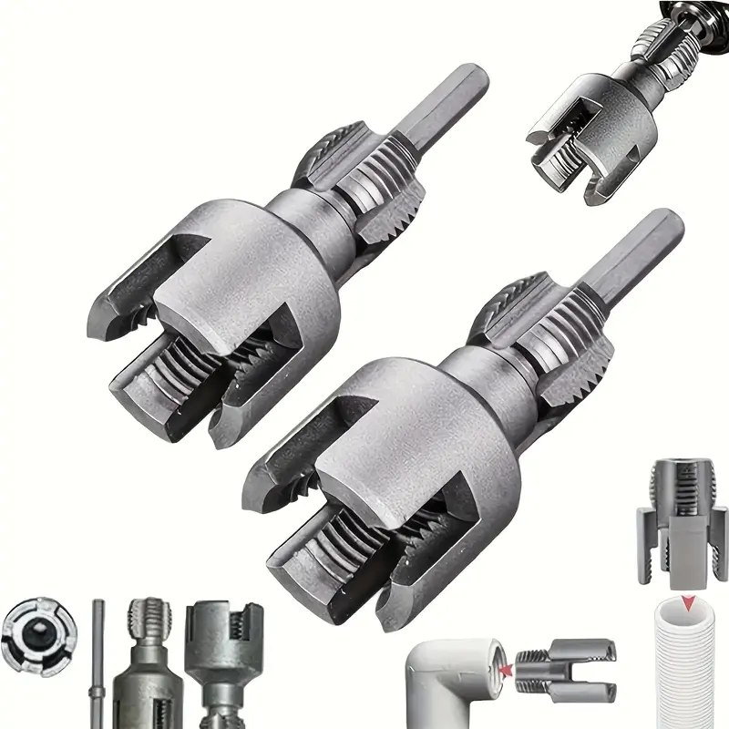 2pcs 1/2 inch 3/4 inch PVC Thread Cutting Tool Inner & Outer Pipe Threading Tools Dual Function Electric Drill Compatible PVC...