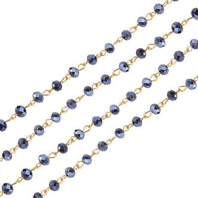 Handmade Rondelle Glass Beads Chains for Necklaces Bracelets Making