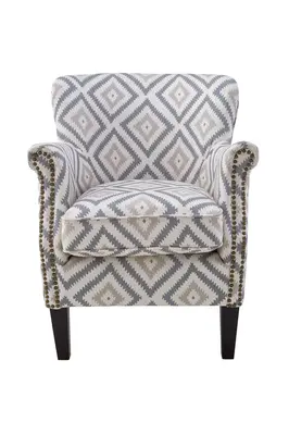 Gray Geometric Upholstered Accent Armchair | Andrew Martin Greyhound