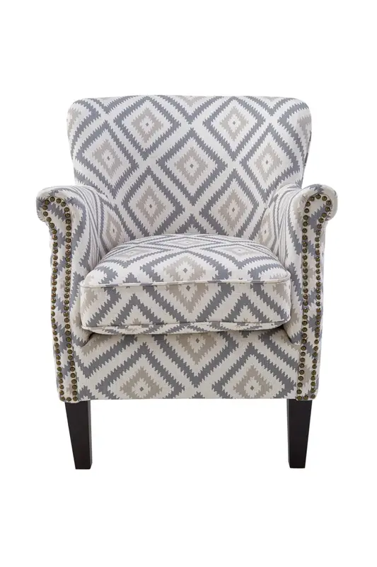 Gray Geometric Upholstered Accent Armchair | Andrew Martin Greyhound