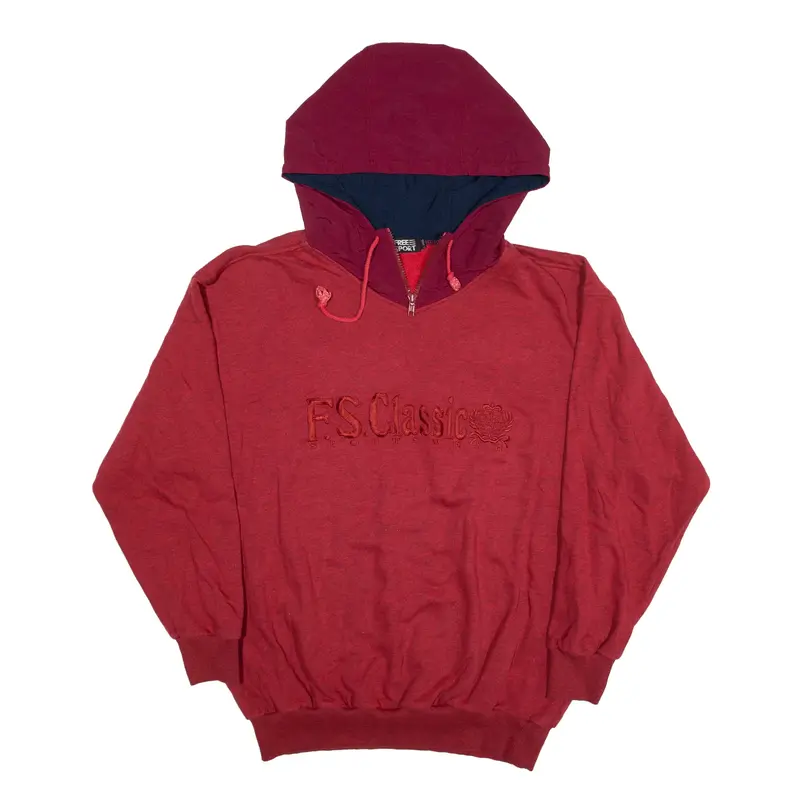 FREESPORT Sportswear Hoodie Red Pullover Mens L