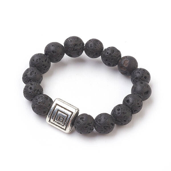 Natural Lava Rock Stretch Finger Rings