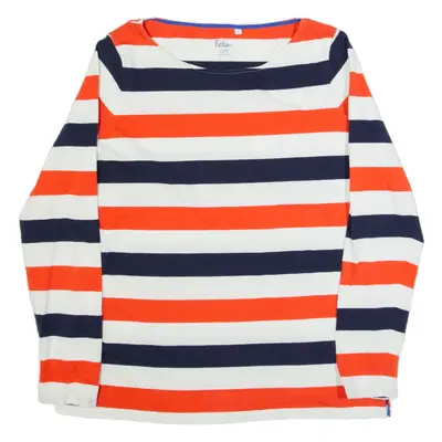 BODEN Womens Printed Top Red Long Sleeve Striped UK 16