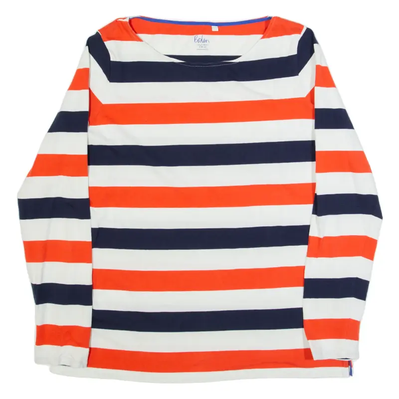 BODEN Womens Printed Top Red Long Sleeve Striped UK 16