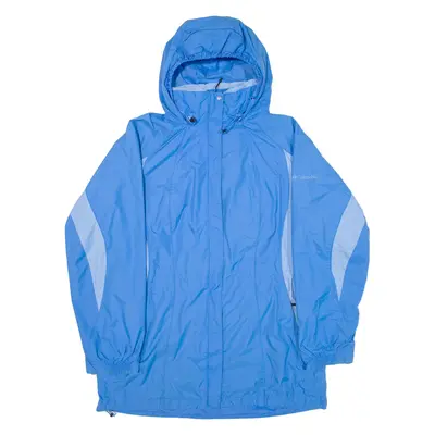 COLUMBIA Womens Rain Coat Blue Nylon Hooded L