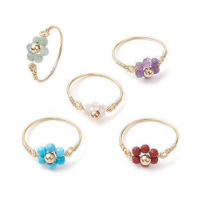 Flower Natural Gemstone Ring