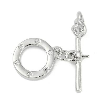 Brass Micro Pave Clear Cubic Zirconia Toggle Clasps