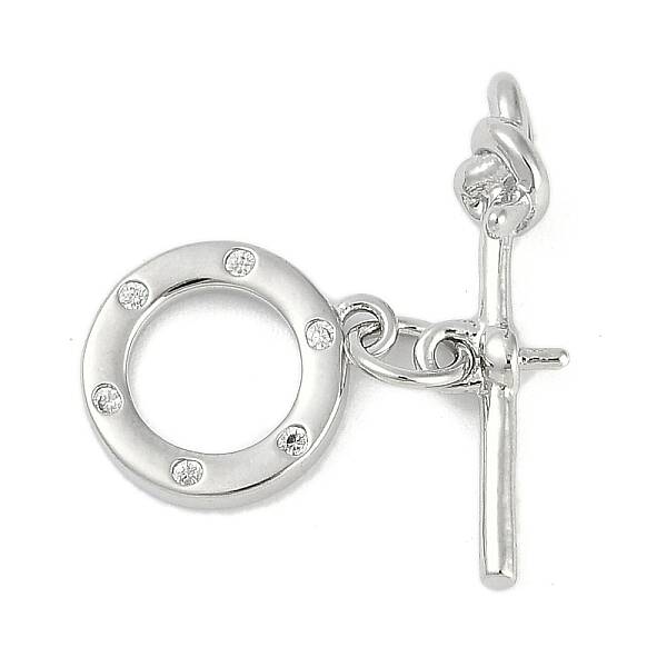 Brass Micro Pave Clear Cubic Zirconia Toggle Clasps