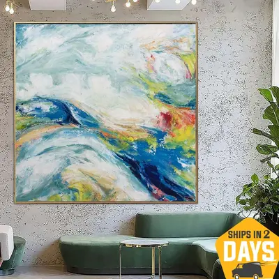 Large Abstract Colorful Paintings On Canvas Abstract Landscape Wall Art Original Handmade Painting Textured Wall Art | SMOOTH...