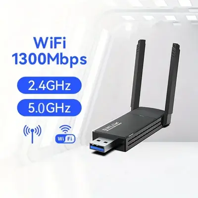 Wireless USB 1300Mbps Network Adapter, Desktop PC Wireless Adapter, Built-in High Dual Band Antenna 5G/2.4G Desktop PC Wirele...
