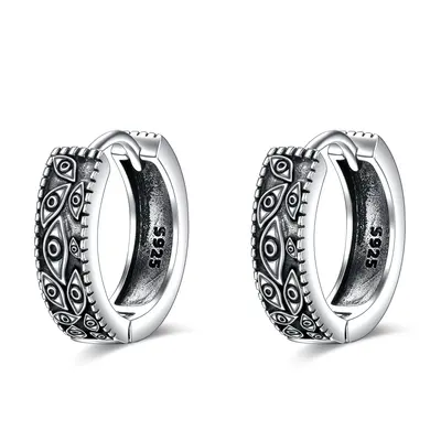 Sterling Silver Evil Eye Hoop Earrings