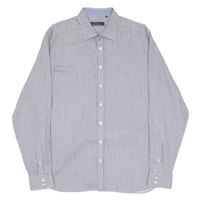 BEN SHERMAN Mens Shirt White Striped Long Sleeve XL