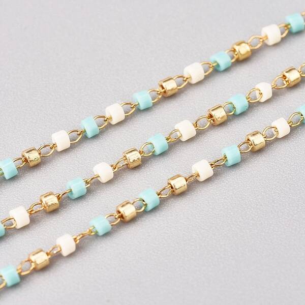 3.28 Feet Handmade Glass Seed Beaded Chains