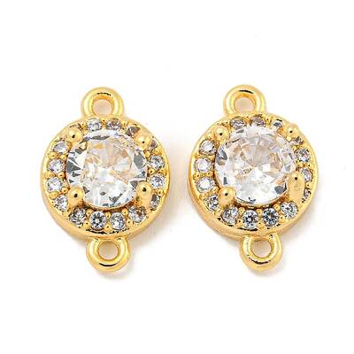 Brass Pave Clear Cubic Zirconia Connector Charms