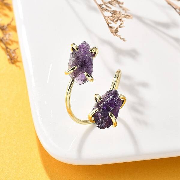 Natural Amethyst Cuff Rings