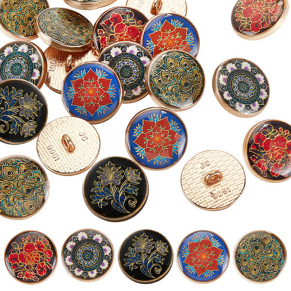 20Pcs 5 Colors Alloy Enamel Shank Buttons