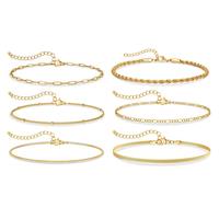Bracelets for Women - 6 Trendy Jewelry Pieces with Paperclip Box, Herringbone & Figaro Chain Options, Metal Coating, Casual &...