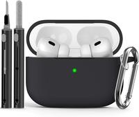 Silicone Earphone Case with Carabiner, Solid Color Anti-fall Earphones Protective Case for Airpods Pro 2, Soft Earphone Prote...