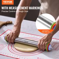 VEVOR Adjustable Rolling Pin, Stainless Steel Dough Roller Designs, Rolling Pin with Thickness Rings and Pastry Baking Nonsti...