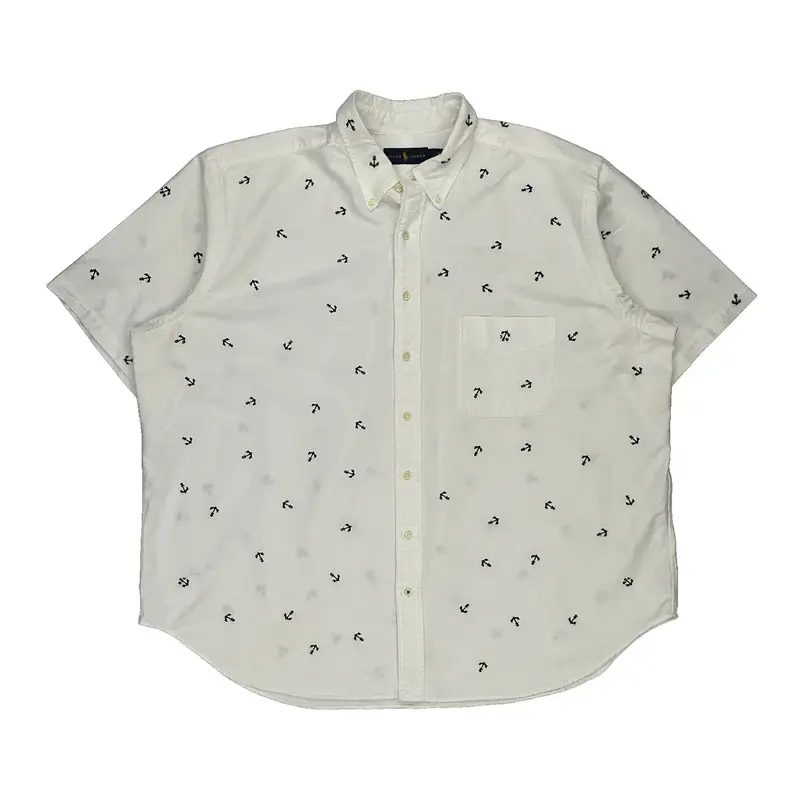 Anchor Print Ralph Lauren Graphic Short Sleeve Shirt - 2XL White Cotton