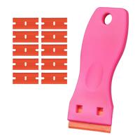 GOO GOO Tape Remover Scraper Tool Plastic Razor Blade Scraper with 10 Orange Replacement Blades, Hot Pink Plastic Scraper for...