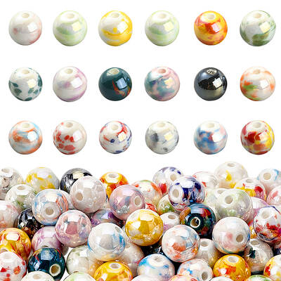 72Pcs 18 Colors Handmade Porcelain Beads