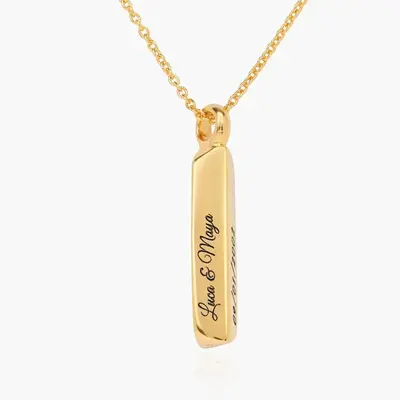 Gold Vermeil Personalized Name Bar Necklace for Women Men