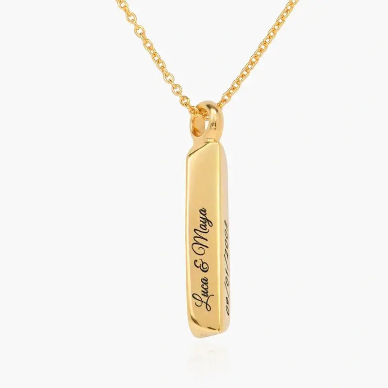 Gold Vermeil Personalized Name Bar Necklace for Women Men