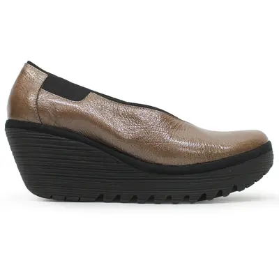 Fly London YOZA438FLY Rock Leather Women's Comfort Shoes - Taupe - Size:US 6-6.5 Women