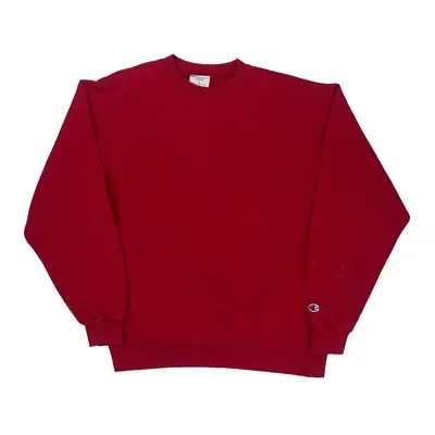 Champion Sweatshirt - Large Red Cotton Blend