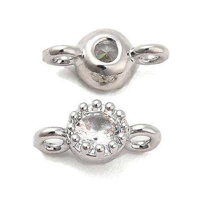 Brass Pave Clear Glass Connector Charms