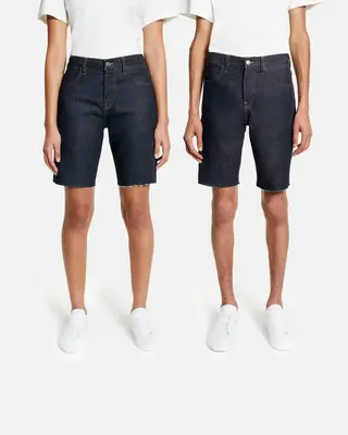 Pangaia everybody shorts rinse wash | Thread color: Gold | Waist rise: Mid | Hem length: Frayed