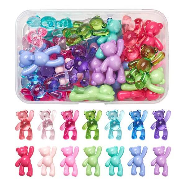 28Pcs 14 Style Opaque & Transparent Acrylic Pendants