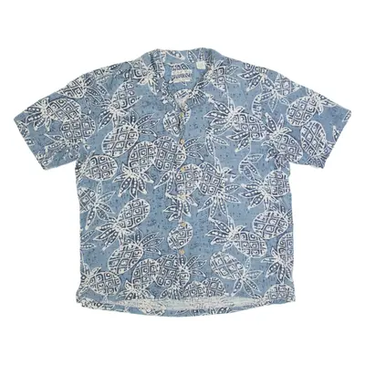 BATIK BAY Mens Hawaiian Shirt Blue Silk Floral XL