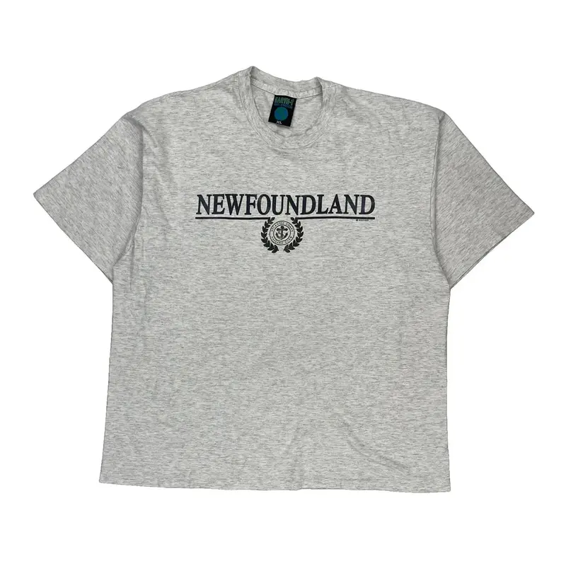 Newfoundland Earth T Single Stitch Graphic T-Shirt - XL Grey Cotton