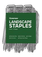 GROWNEER Landscape Staples 6 Inches Heavy Duty 11 Gauge Galvanized Steel Garden Stakes, Garden Staples Securing Pegs for Secu...