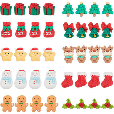 40Pcs 10 Styles Christmas Theme Opaque Resin Cabochons